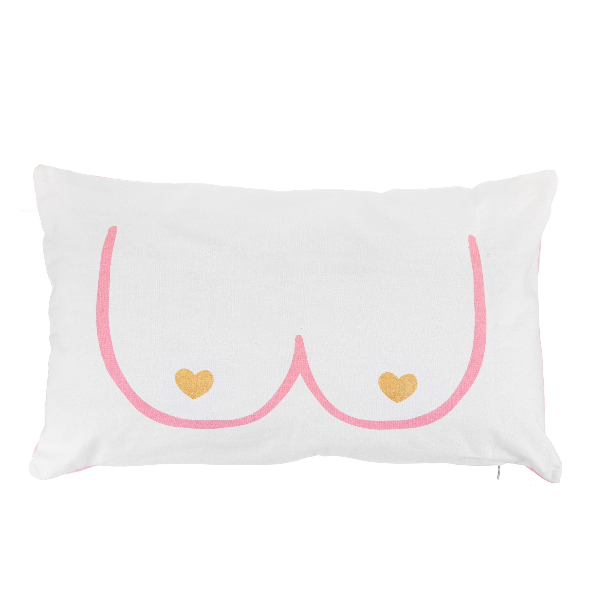 White Pink Pillow Girl Power Novelty Boobs Cushion Soft Gold Glitter Minimalist