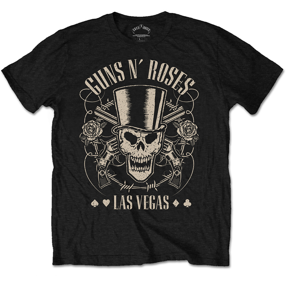 GUNS N' ROSES Mens T Shirt Top Hat, Skull & Pistol Las Vegas Official ...
